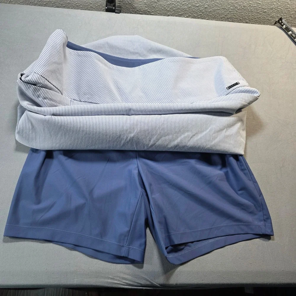 S.C. & Co. Sportswear Pinstripe Skort Blue White XL Athletic Golf‎ Tennis Skirt